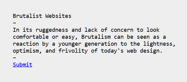 Week 5 Task: Brutalist Websites dot com