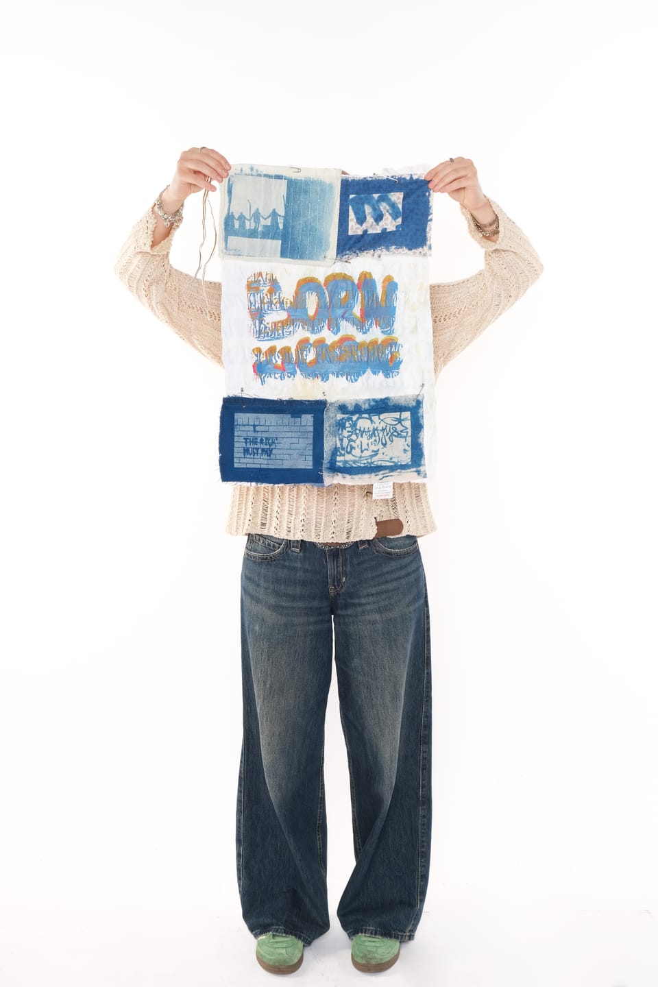 Uncagd, liv pillowcase cyanotype